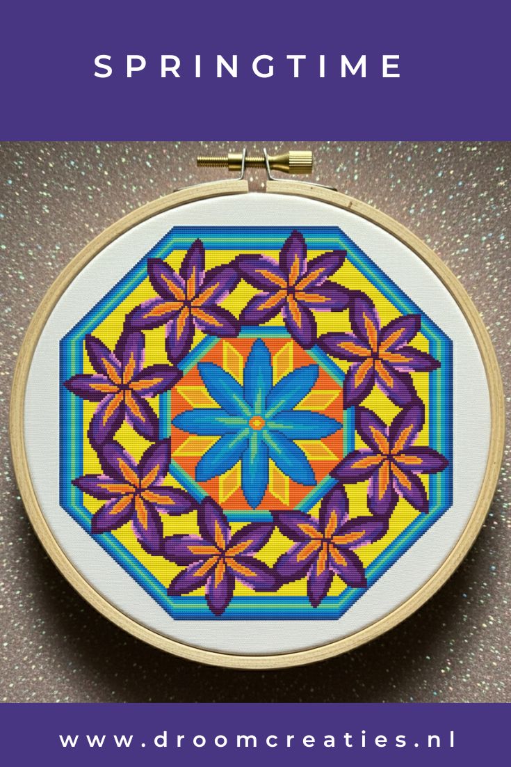 Springtime mandala borduurpatroon **