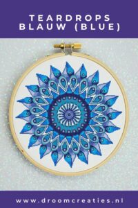 Teardrops Blauw mandala borduurpatroon***